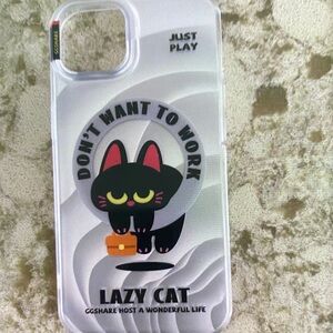 Lazy Cat Phone Case - Black and White